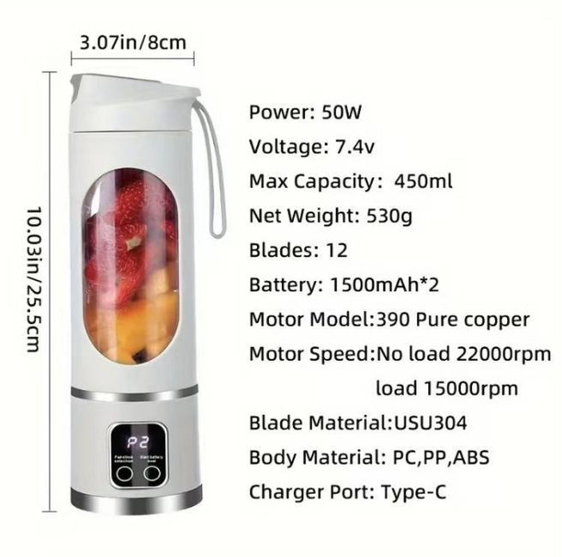 Tiktok Portable Blender for Smoothies and Liquids, Compact Juicer & Blender, USB Rechargeable, Diet-Friendly, Ideal for Home Kitchen Appliances Home Furniture