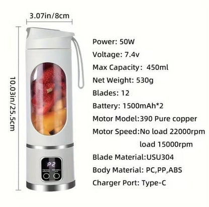 Tiktok Portable Blender for Smoothies and Liquids, Compact Juicer & Blender, USB Rechargeable, Diet-Friendly, Ideal for Home Kitchen Appliances Home Furniture